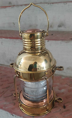 #ad Beautiful Nautical Polished Brass Ship Lantern Anchor Handmade Lamp $64.00