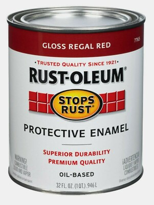 #ad Rust Oleum Stops Rust In Outdoor GLOSS REGAL RED Oil Based Protective Paint 1 QT $27.99