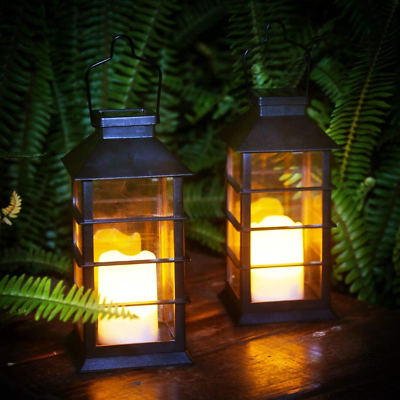 #ad 2 Pack Outdoor Garden Hanging Lanterns with Waterproof LED Flickering Flameless $50.99