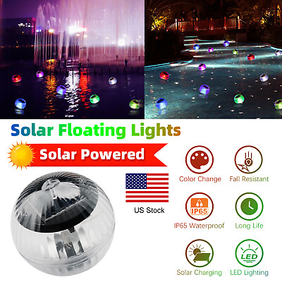 #ad Solar LED Floating Lights Outdoor Garden Pond Pool Lamp Rotating Color Change US $9.99
