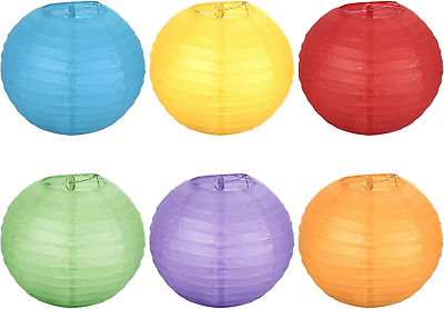 #ad 8 Inch Paper Lanterns Kit Assorted Colors Colourful round Folding Hanging Lamp $22.99
