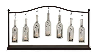 #ad 7 Holder Black Metal Hanging Bottle Decorative Candle Lantern $144.79