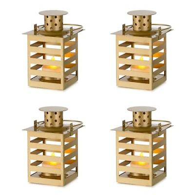 #ad Hanging Mini Lantern Decorative 4 Pcs Gold Vintage Candle Lanterns with Flick... $28.69