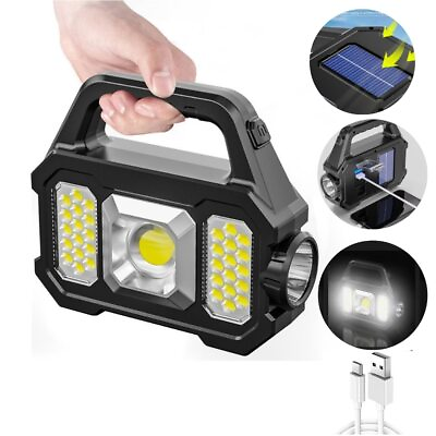 #ad Super Bright Solar LED Camping Flashlight with COB Work Lights USB Rechargeable $18.85