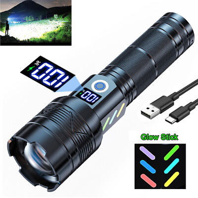 #ad LED Flashlight Super Bright Tactical Torch USB Rechargeable Lamp Zoomable $22.99