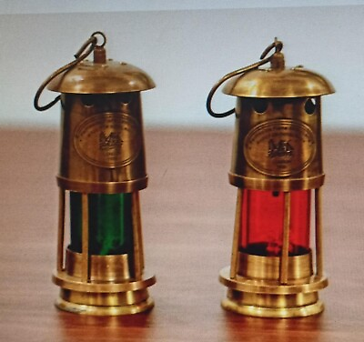 #ad Vintage Brass 2Minor Oil Lamp Antique Oil Lantern Maritime Boat Light Desk Decor $108.06