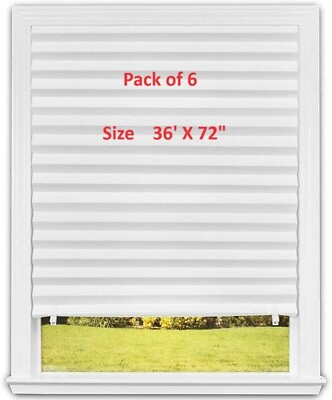 #ad 6 Pack36quot; x 72” Light Filtering Pleated Paper Shades Window Blinds Sun UV Block $28.99