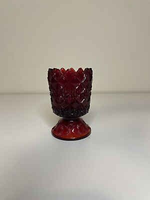 #ad Vintage Fenton Ruby Red Glass Footed Votive Candle Toothpick 3.5quot; Original Tag $22.47