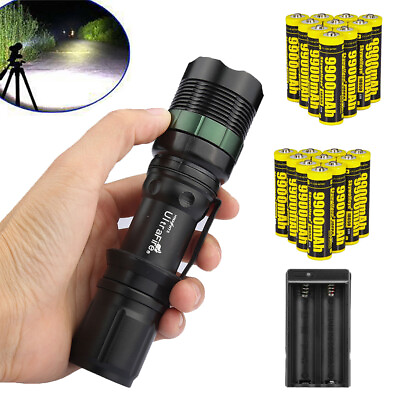 #ad 990000Lumen Tactical LED Flashlight Zoomable Torch 3 ModesBatteryCharger Set $56.71