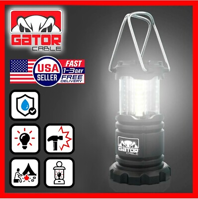 #ad Camping LED Bright Hurricane Lantern Light Lamp Portable Collapsible Battery $8.99