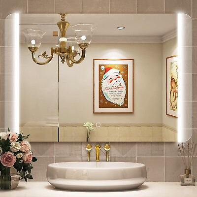 #ad 24x36in LED Bath Livingroom Mirror Bluetooth Plug in Wall Mounted Vanity Mirror $57.99