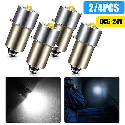 #ad 2 4pcs P13.5S 3W LED Flashlight Bulbs Replacement White Light for DC 6 24V Cell $9.48
