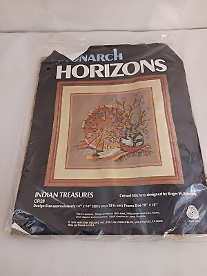 #ad #ad Monarch Horizons INDIAN TREASURES CR28 Crewel Stitchery 14 x 14 Kit NOS 1981 Vtg $35.00