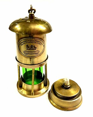 #ad #ad Solid Brass Lamps Antique Style Ship Oil Lantern Green Glass Minor lamp $31.50