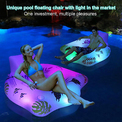 #ad Pool Floats With 2 Cup Holders For Adults Inflatable Lounge Pool Toys Home Summe $9.79