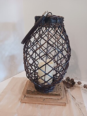 #ad Wicker amp; Metal Hanging Lantern With New LED Candle $25.00