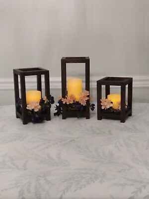 #ad Handmade Candle Lanterns Decorative Table Centerpieces 3 Piece Set $55.99