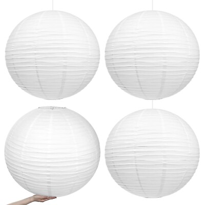 #ad #ad 4 Pieces White Jumbo Paper Lanterns Extra Large Hanging Paper Lanterns Decora... $107.28