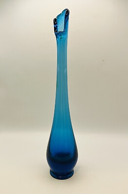 #ad Vintage Viking Glass Bluenique blue Epic Bud Vase 10.5 Inches $42.50