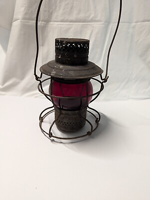 #ad Vintage Antique Adlake Kero Handlan St Louis Railroad Lantern Red Globe $55.00