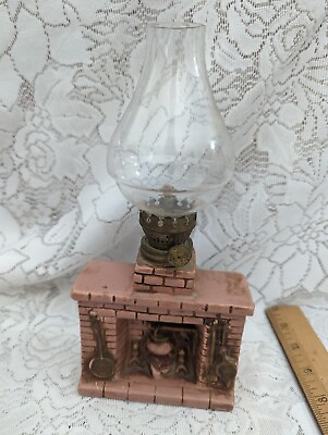 #ad Vintage Mini Oil Lantern Lamp Fireplace with Chimney Retro Crown Mark $27.99