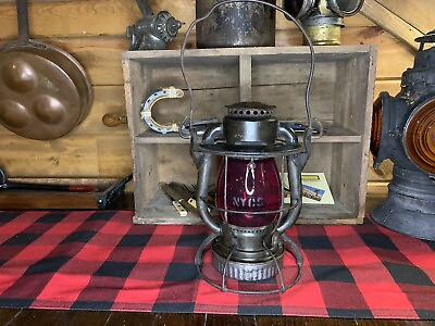 #ad #ad 1938 Dietz Vesta Railroad Lantern with Red Etched Globe Leak Tested $389.00
