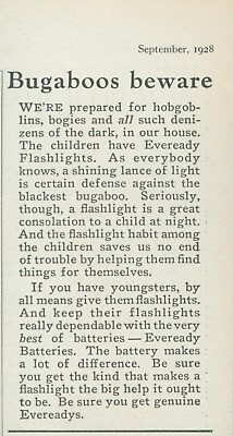 #ad #ad 1928 Eveready Battery Bugaboos Beware Flashlights For Kids Vintage Print Ad PR2 $7.99