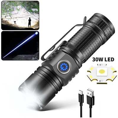 #ad Rechargeable 250000 High Lumens LED Flashlight Super Bright Tactical Zoom $13.99