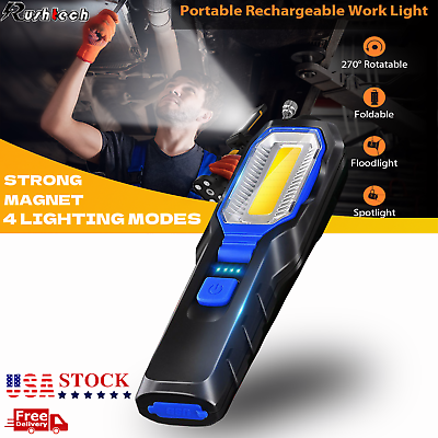 #ad LED Working Light Rechargeable COB Magnetic Flashlight with 4 Modes Bright Lamp $16.75