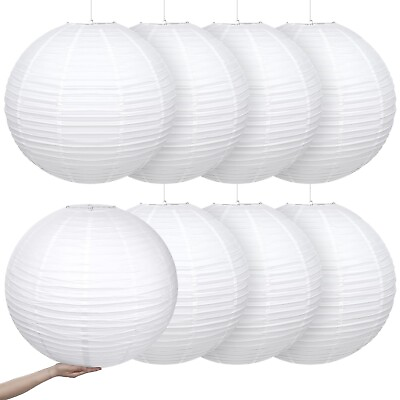 #ad 8 Pieces 30 Inch White Jumbo Paper Lanterns Large Hanging Chinese Japanese Pa... $119.38
