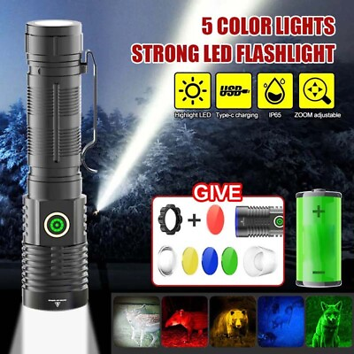 #ad 1000000 Lumens Super Bright LED Tactical Flashlight LED Work Light Rechargeable $16.99