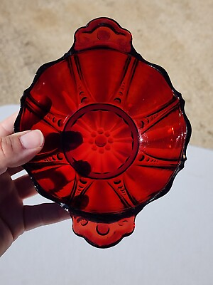 #ad Anchor Hocking Vintage Oyster amp; Pearl Ruby Red Depression Glass Bowl Handles $22.00