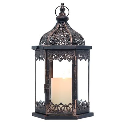 #ad Lanterns Decorative Indoor 15#x27;#x27; Vintage Outdoor Lantern with Clear Glass Meta... $36.36