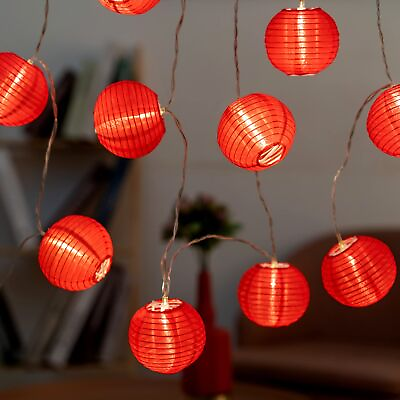 #ad Red Lantern String Lights with USB Power Adapter 8.7#x27; Clear Wire 10 Waterpro... $29.03