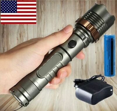 #ad Rechargeable LED Flashlight Tactical Police Super Bright Torch Zoomable $10.95