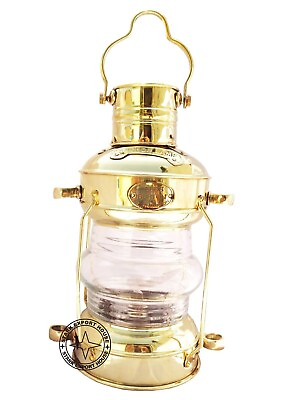 #ad Brass Table Lantern Glass Oil Lamp 14 Inch Collectible Home Decorative Best Gift $89.10