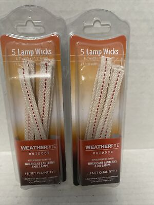 #ad 2 pkgs WeatherRite Outdoor Replacement Wicks Hurricane Lanterns Oil Lamps 5 Ct. $12.90