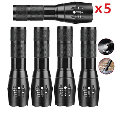 #ad 1 5 Pack LED Mini Flashlight Super Bright Zoomable Military Flashlights Tactical $7.59