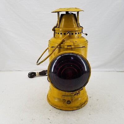 #ad Adlake Chicago Non Sweating Antique Railroad Lamp Yellow Lantern Single Lens PRR $397.94