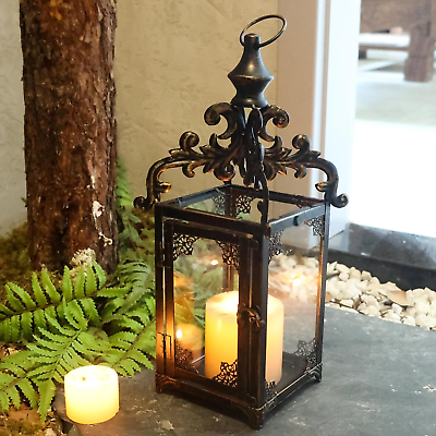 #ad Candle Lantern Decorative Indoor amp; Outdoor Large Vintage Metal Hanging Tabletop $24.99