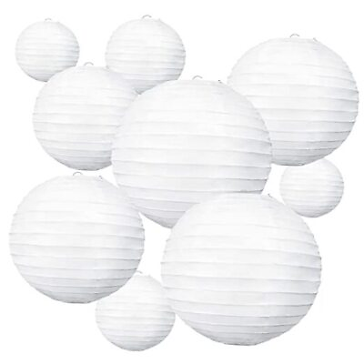 #ad 10Pcs White Paper Lanterns Decorative Chinese Japanese 4、6、8、10、12 Inch Whtie $22.20