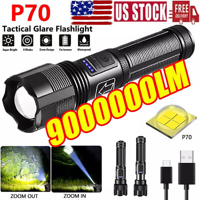 #ad 9000000 Lumens Super Bright LED Flashlight Tactical Rechargeable LED Work Lights $13.91