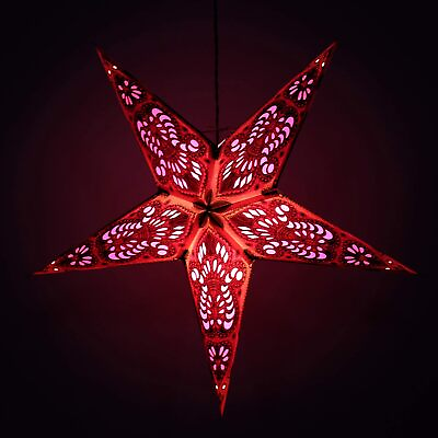 #ad Handmade Red Paper Star Lantern Lamp Christmas Festive Hanging Paper Star Lamps $13.64