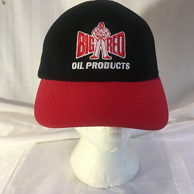 #ad Big Red Oil Products Baseball Ball Hat Black Red Embroidered Cotton AJM Canada $15.99