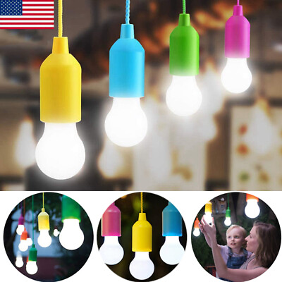 #ad LED Outdoor Camping Light Lantern Lamp Battery Powered Hanging Colorful Bulbs $8.59