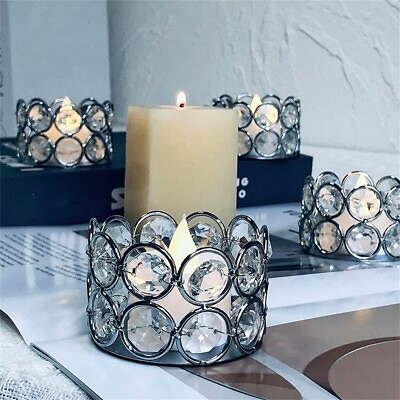 #ad Nickel plated Iron and Glass Crystal Tealight Candle Lanterns for Weddings $8.77