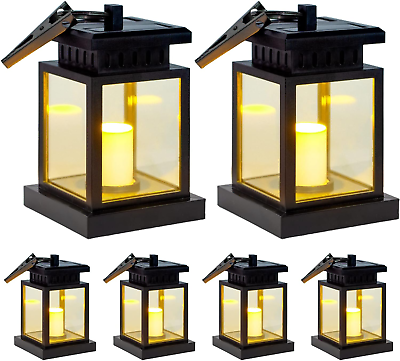 #ad Hanging Solar Lanterns Outdoor 6 Pack Solar Candle Flickering Lights Waterproo $51.99