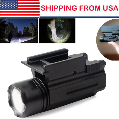 #ad Tactical LED Flashlight Handgun Rifle Torch Light For 20mm Picatinny Rail Mount $21.69