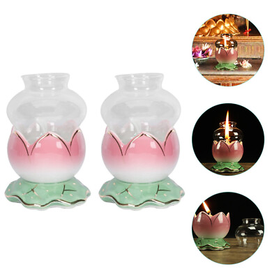 #ad 2 Sets Glass Antique Oil Lanterns Small Kerosene Lamp for Indoor Use $21.75