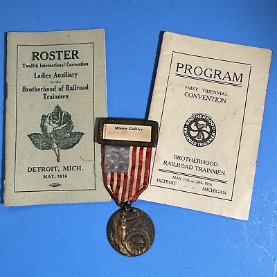 #ad Antique 1916 1925 Brotherhood of Railroad Trainmen Medal Program Roster $149.95
